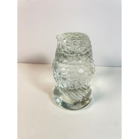 Vintage Clear Glass 4" Owl Modern Art Figurine Paperweight Textured Base MCM - Picture 4 of 8